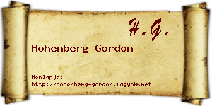 Hohenberg Gordon névjegykártya